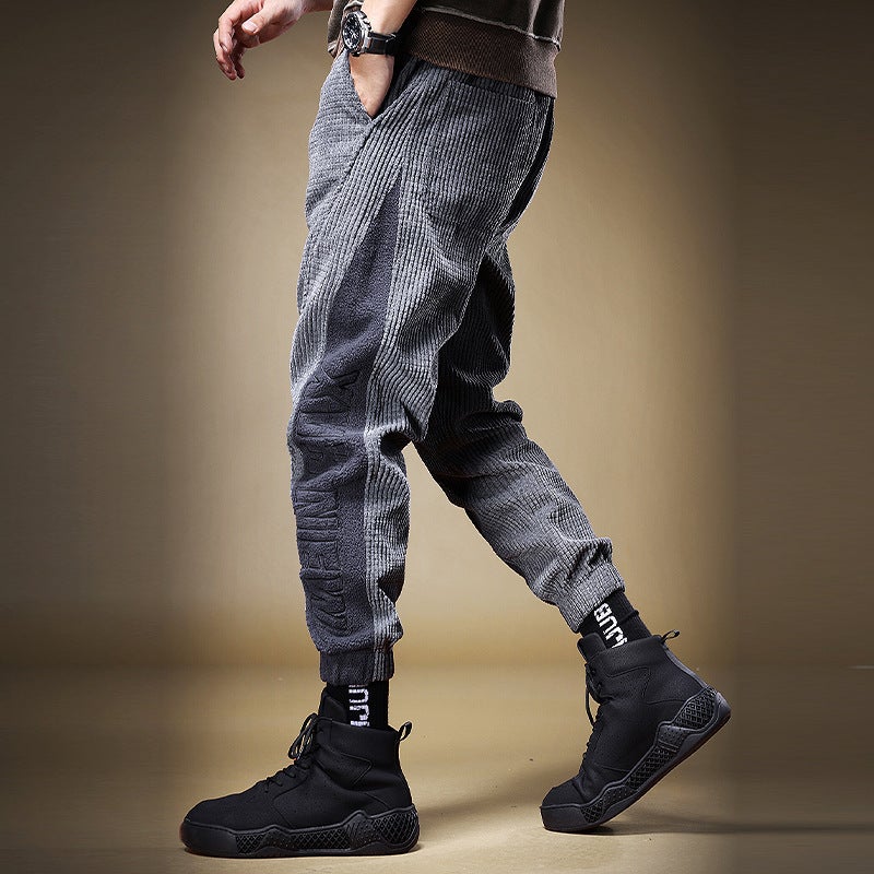 Winter Corduroy Casual Pants Men'S Loose Thickened Trendy Brand Cashmere Pants Trendy Harlan Plus Cashmere Pants - Image 5